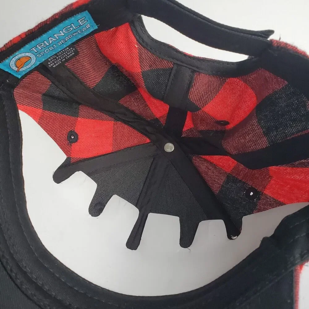 Lake Placid Baseball Hat Cap Red Black Plaid Triangle Sport Headwear One Size